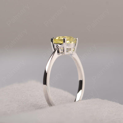 East West Oval Cut Lemon Quartz Solitaire Ring - Palmary