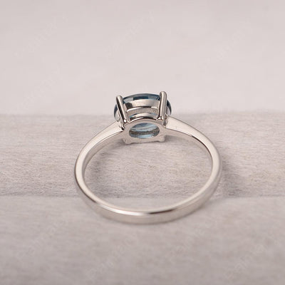 East West Oval Cut London Blue Topaz Solitaire Ring - Palmary