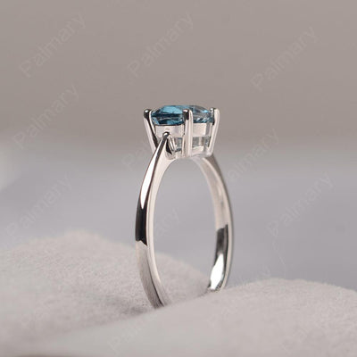 East West Oval Cut London Blue Topaz Solitaire Ring - Palmary