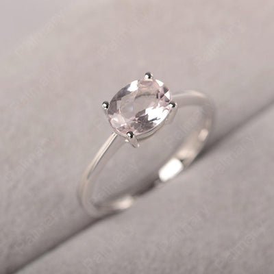 East West Oval Cut Morganite Solitaire Ring - Palmary
