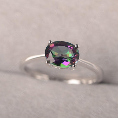 East West Oval Cut Mystic Topaz Solitaire Ring - Palmary