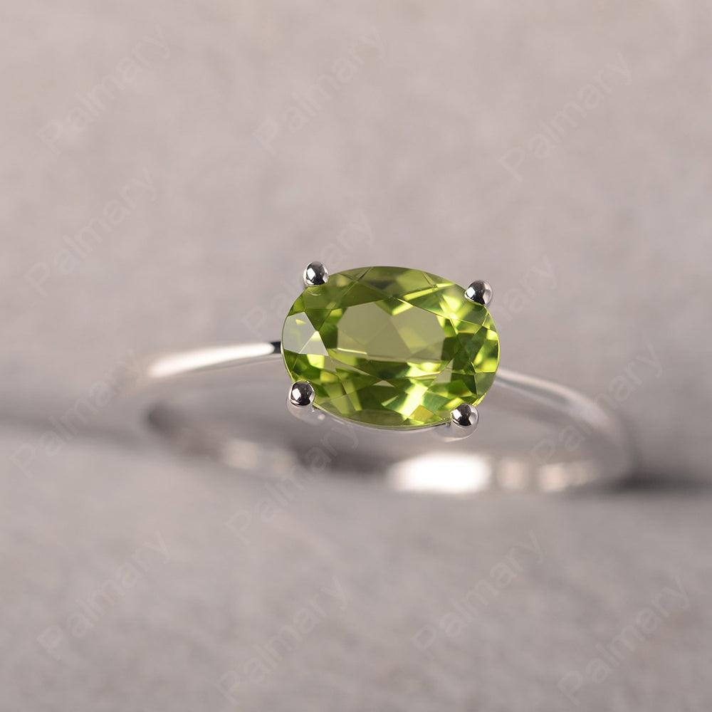 East West Oval Cut Peridot Solitaire Ring - Palmary