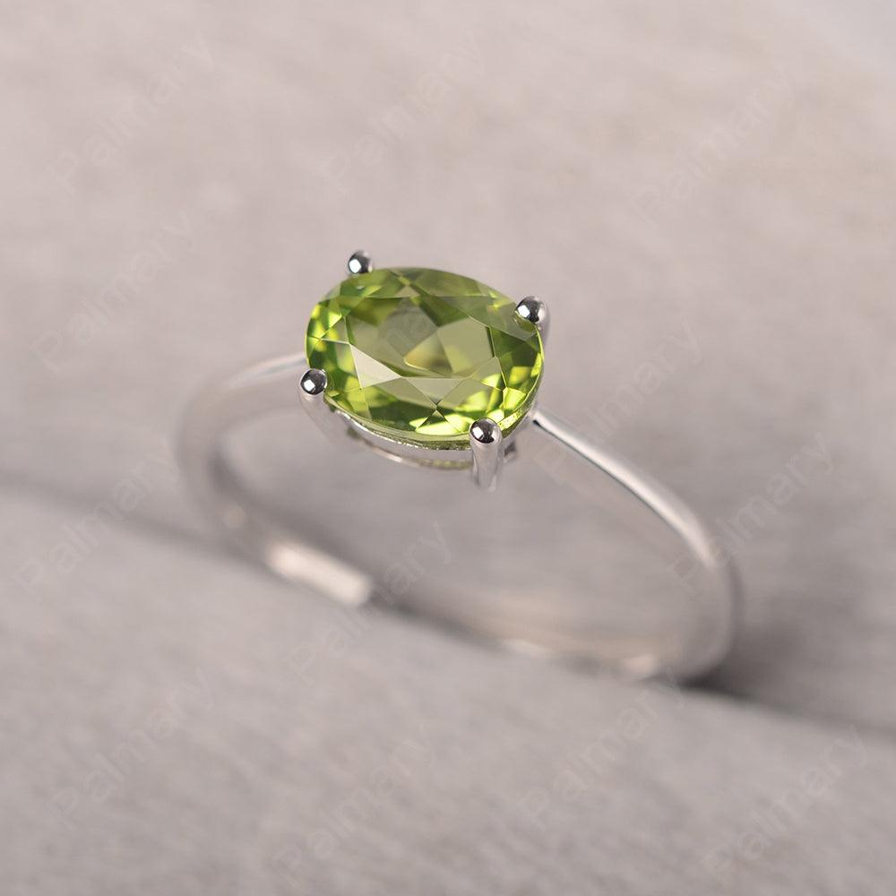 East West Oval Cut Peridot Solitaire Ring - Palmary