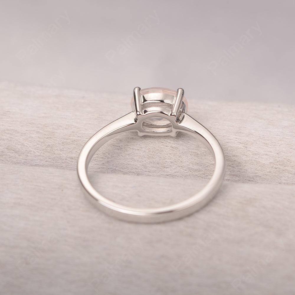 East West Oval Cut Rose Quartz Solitaire Ring - Palmary