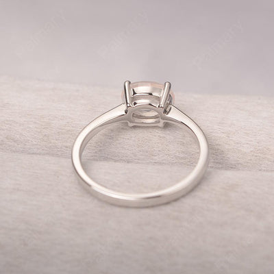 East West Oval Cut Rose Quartz Solitaire Ring - Palmary