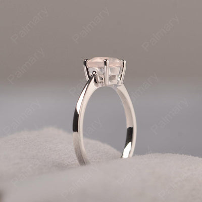 East West Oval Cut Rose Quartz Solitaire Ring - Palmary