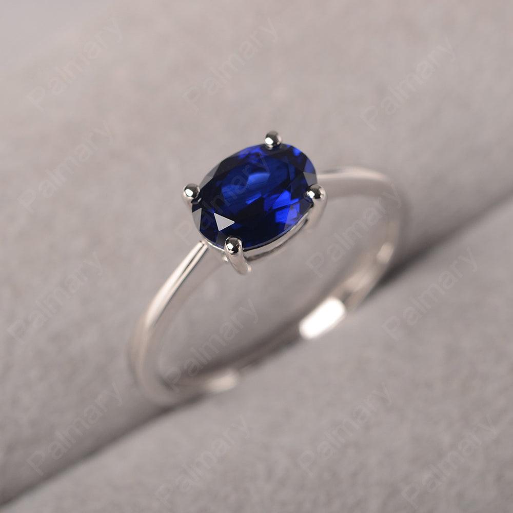 East West Oval Cut Sapphire Solitaire Ring - Palmary