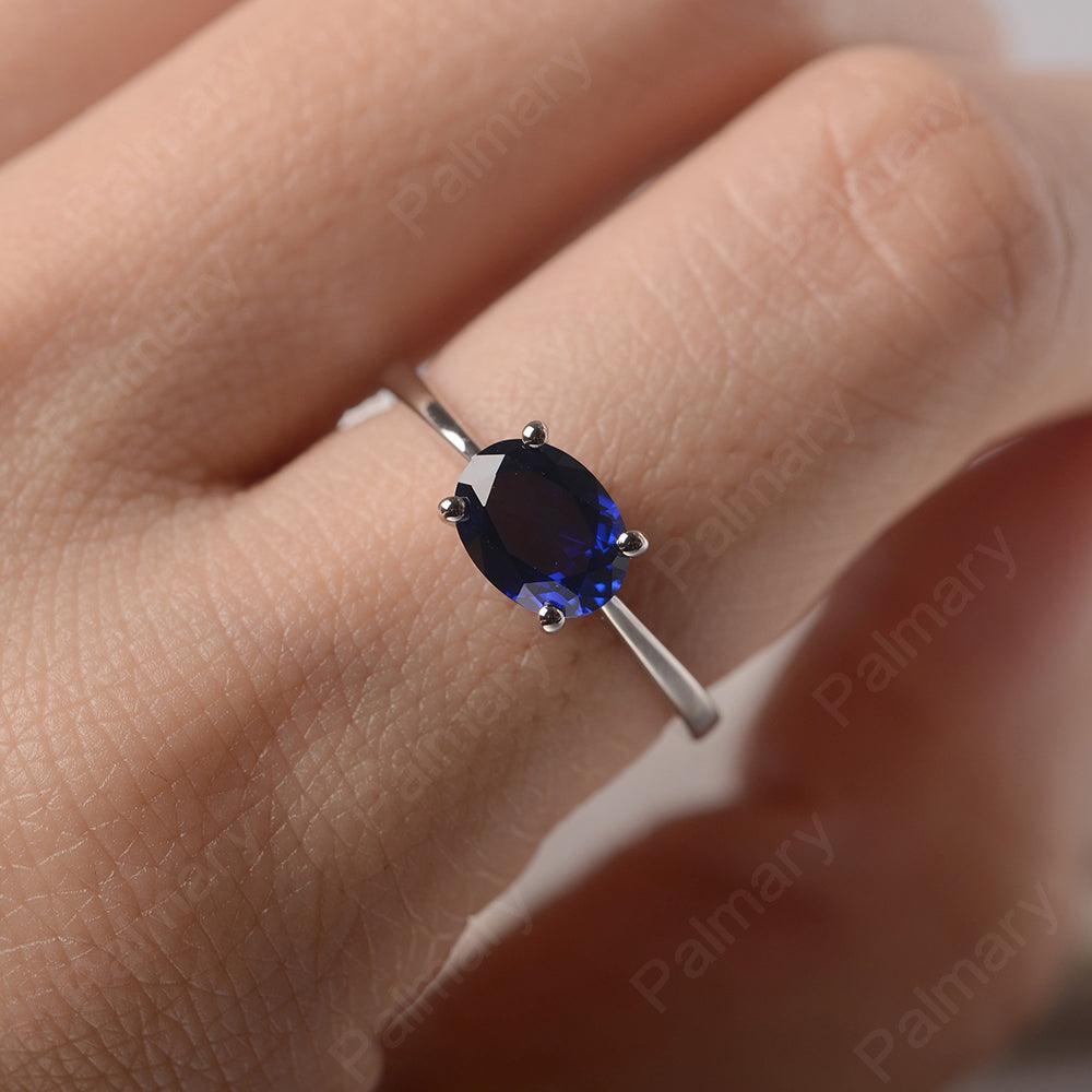 East West Oval Cut Sapphire Solitaire Ring - Palmary