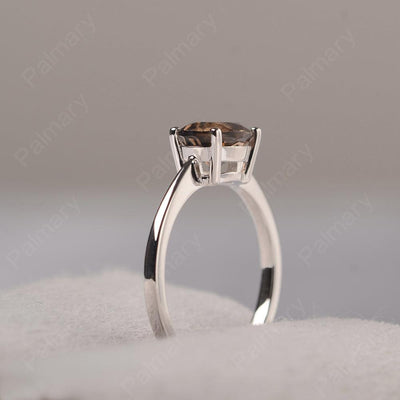 East West Oval Cut Smoky Quartz  Solitaire Ring - Palmary