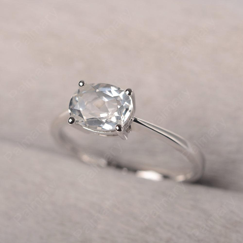 East West Oval Cut White Topaz Solitaire Ring - Palmary