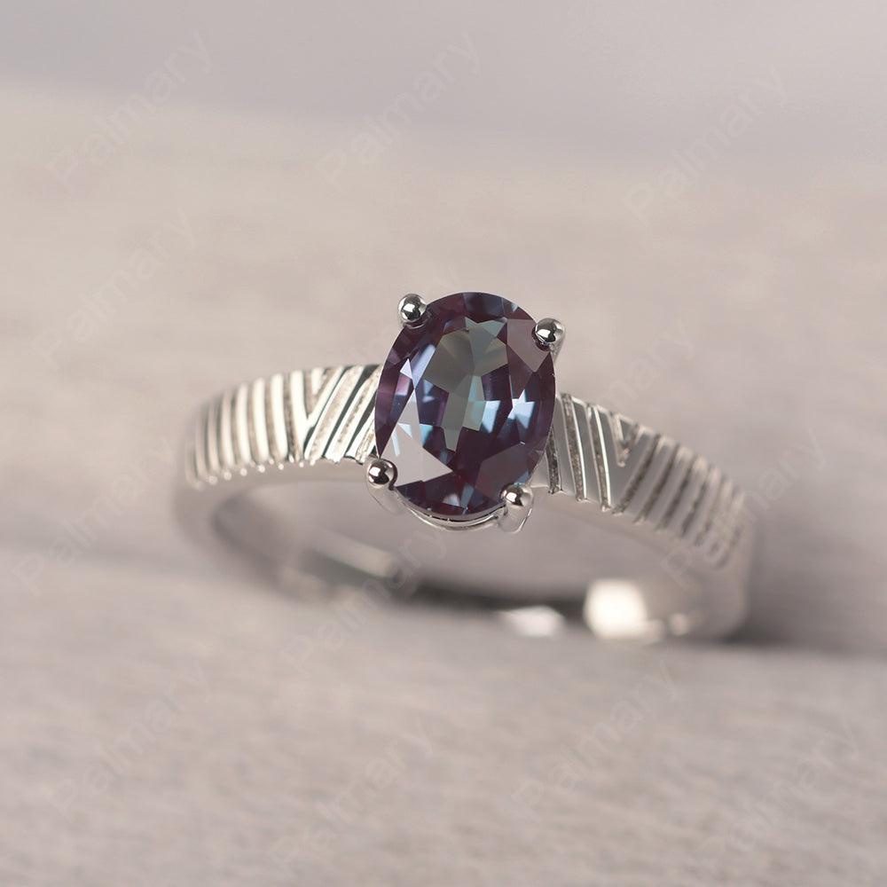 Oval Cut Wide Band Alexandrite Ring - Palmary