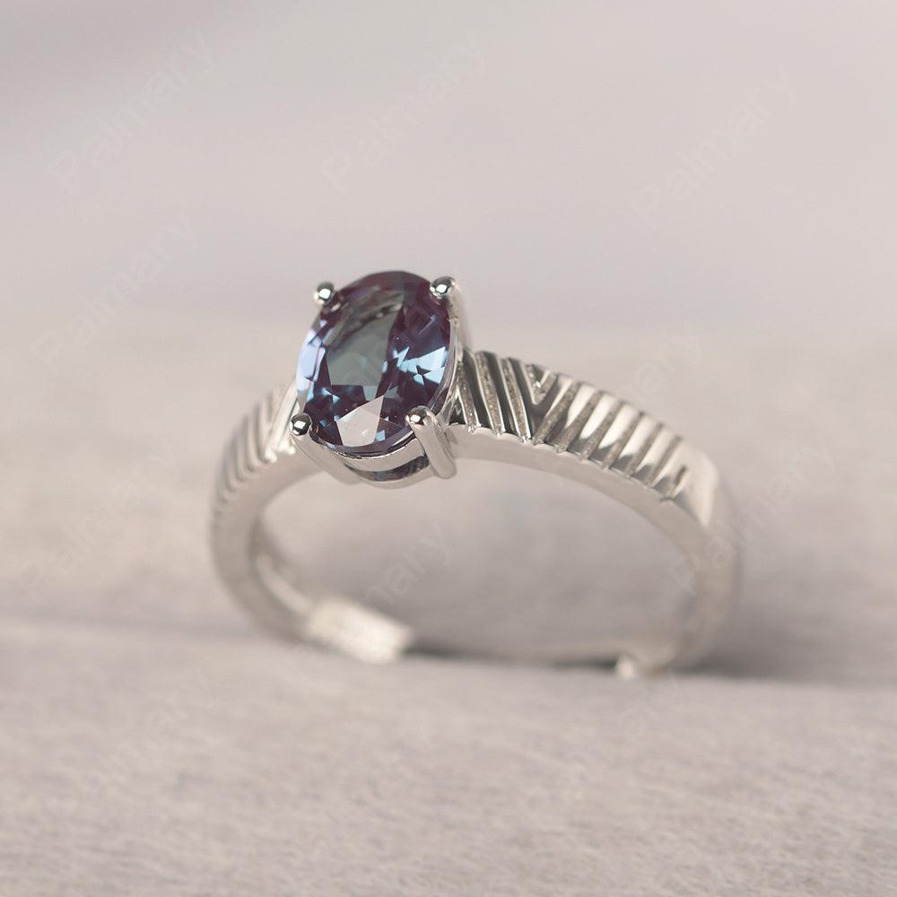 Oval Cut Wide Band Alexandrite Ring - Palmary