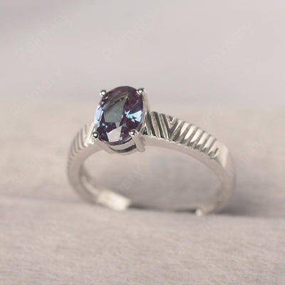Oval Cut Wide Band Alexandrite Ring - Palmary