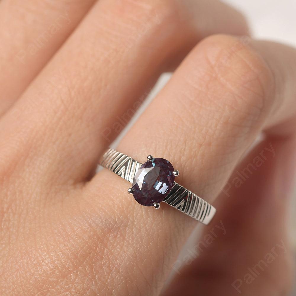 Oval Cut Wide Band Alexandrite Ring - Palmary