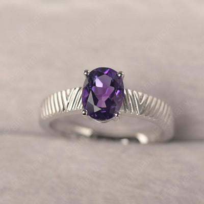 Oval Cut Wide Band Amethyst Ring - Palmary