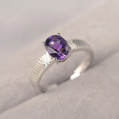 Oval Cut Wide Band Amethyst Ring - Palmary