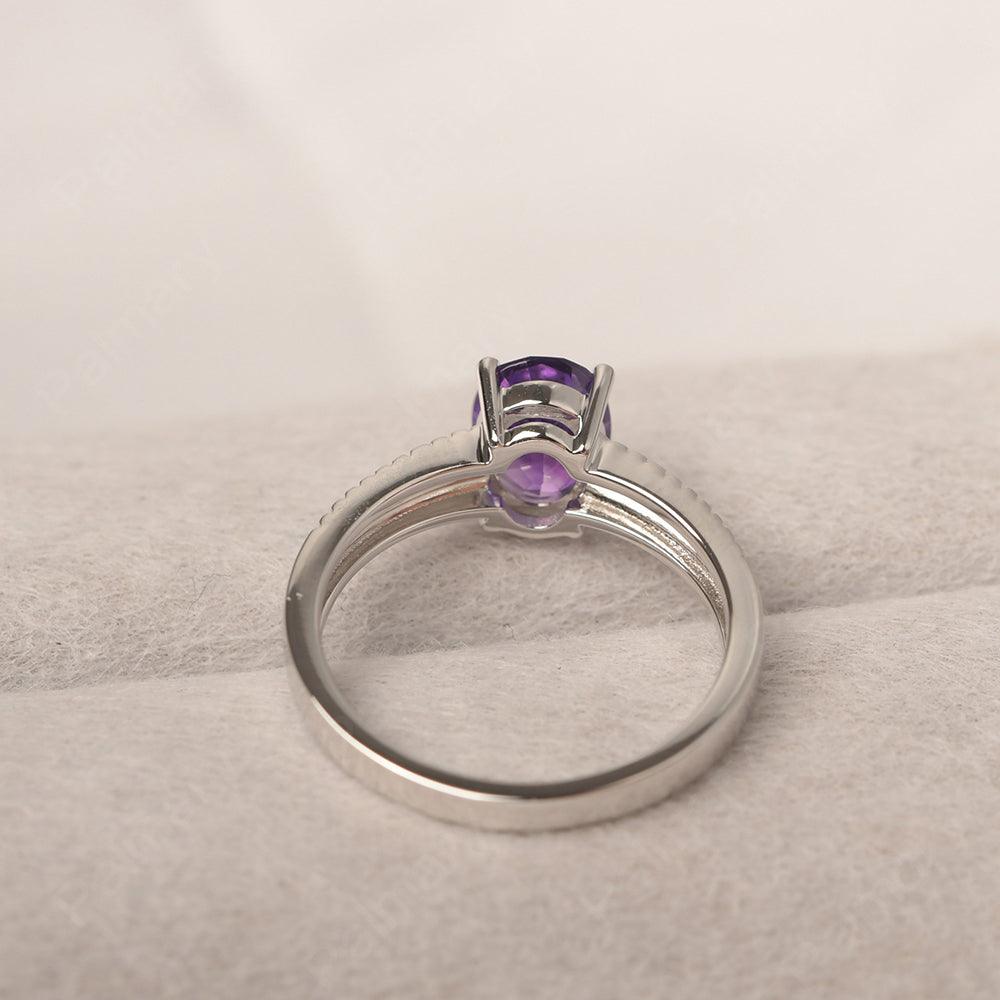 Oval Cut Wide Band Amethyst Ring - Palmary