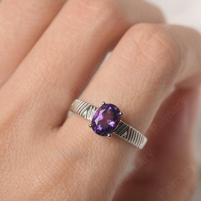 Oval Cut Wide Band Amethyst Ring - Palmary