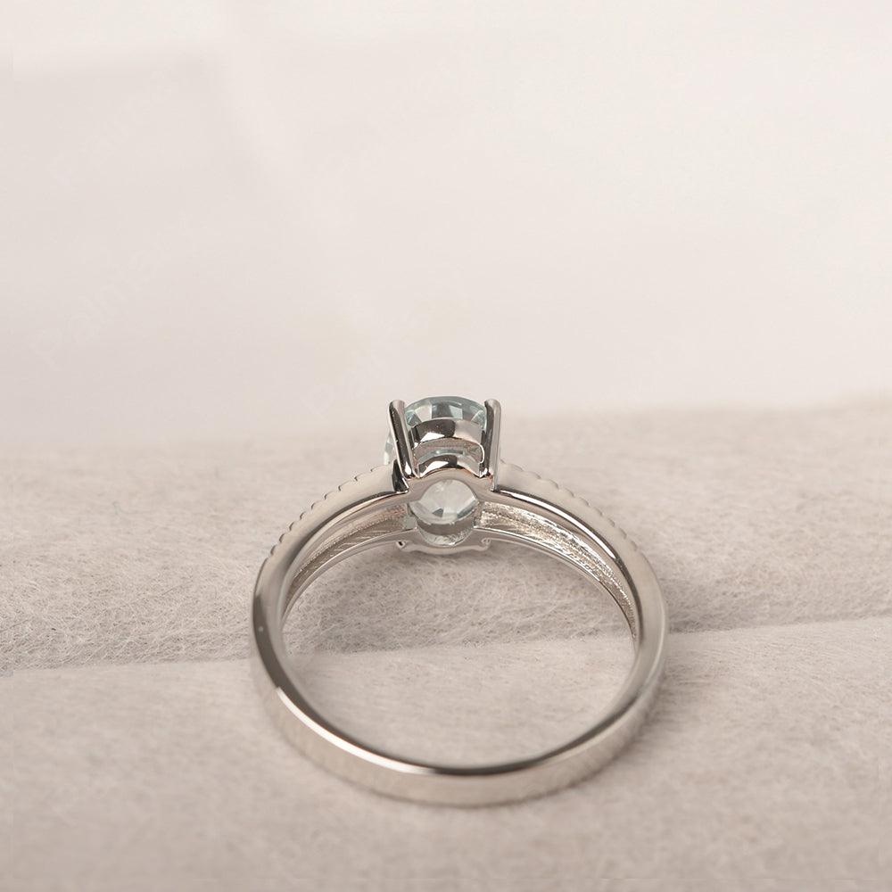 Oval Cut Wide Band Aquamarine Ring - Palmary