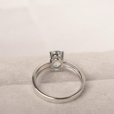 Oval Cut Wide Band Aquamarine Ring - Palmary