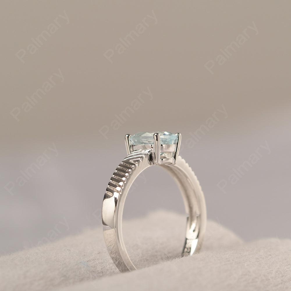 Oval Cut Wide Band Aquamarine Ring - Palmary