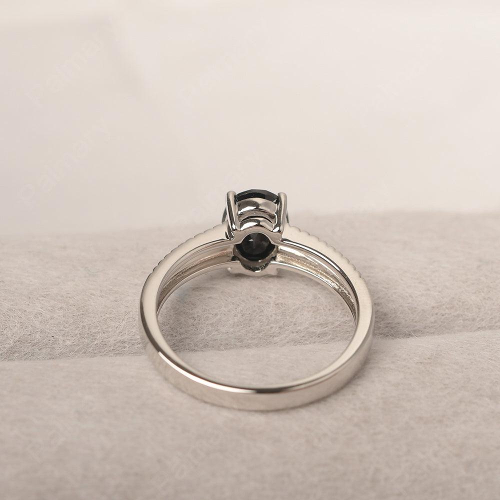 Oval Cut Wide Band Black Spinel Ring - Palmary