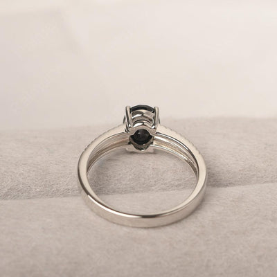 Oval Cut Wide Band Black Spinel Ring - Palmary