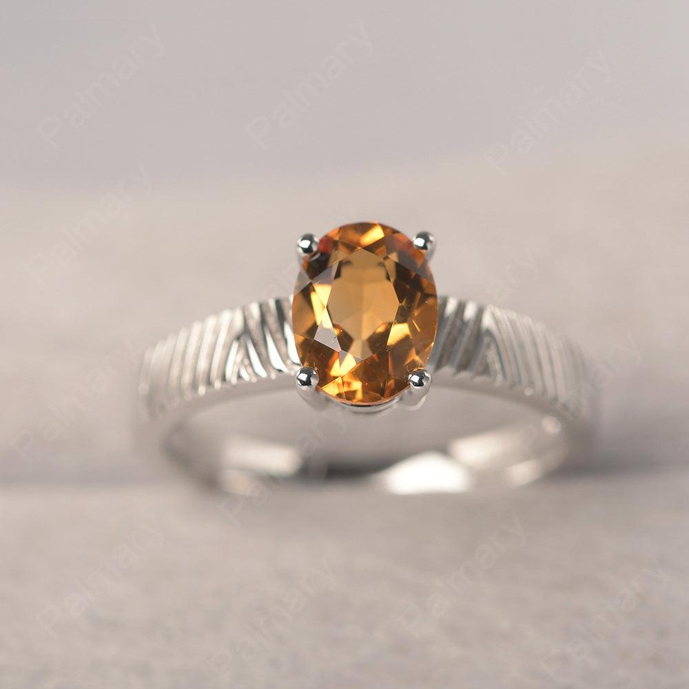 Oval Cut Wide Band Citrine Ring - Palmary