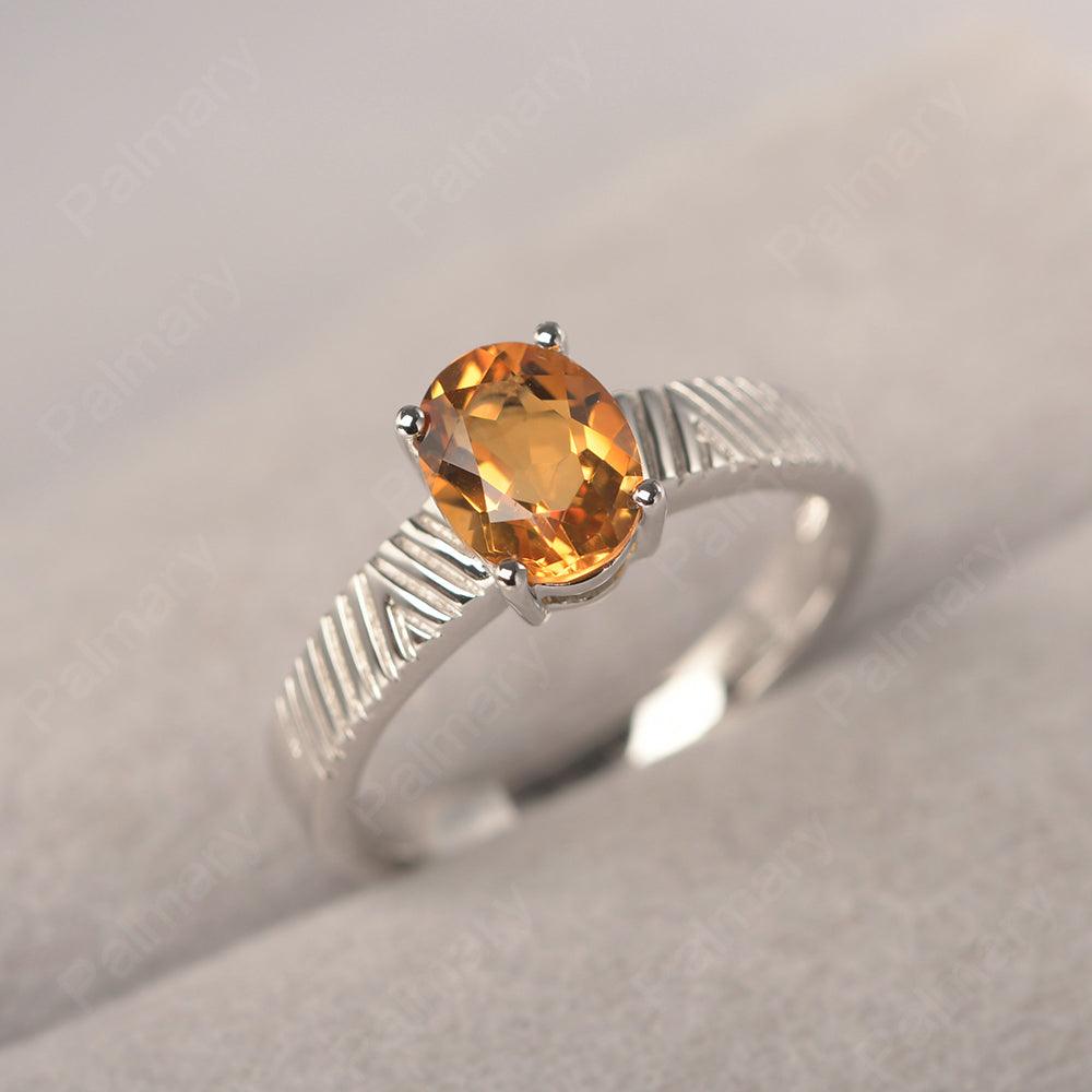 Oval Cut Wide Band Citrine Ring - Palmary