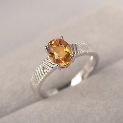 Oval Cut Wide Band Citrine Ring - Palmary