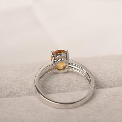 Oval Cut Wide Band Citrine Ring - Palmary
