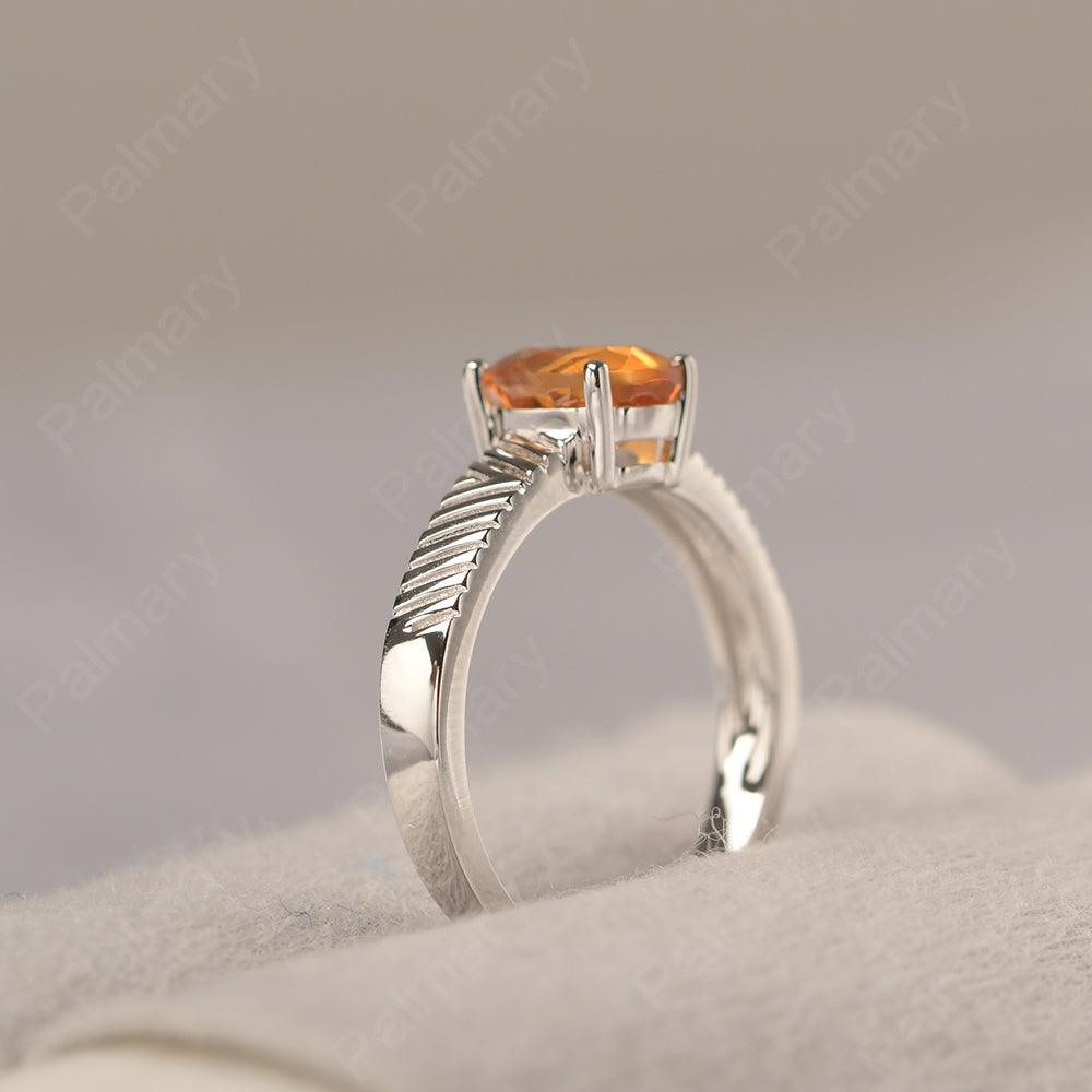 Oval Cut Wide Band Citrine Ring - Palmary