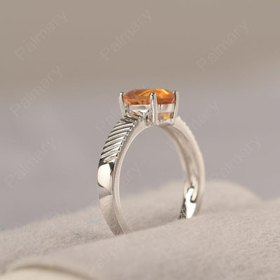 Oval Cut Wide Band Citrine Ring - Palmary