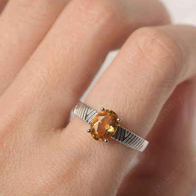 Oval Cut Wide Band Citrine Ring - Palmary