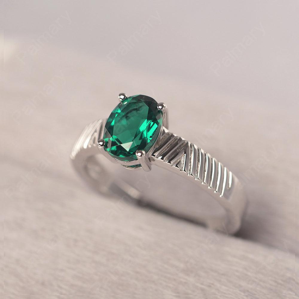 Oval Cut Wide Band Emerald Ring - Palmary