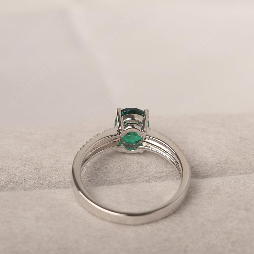 Oval Cut Wide Band Emerald Ring - Palmary