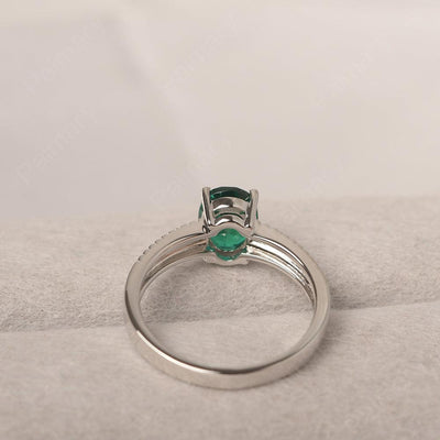 Oval Cut Wide Band Emerald Ring - Palmary