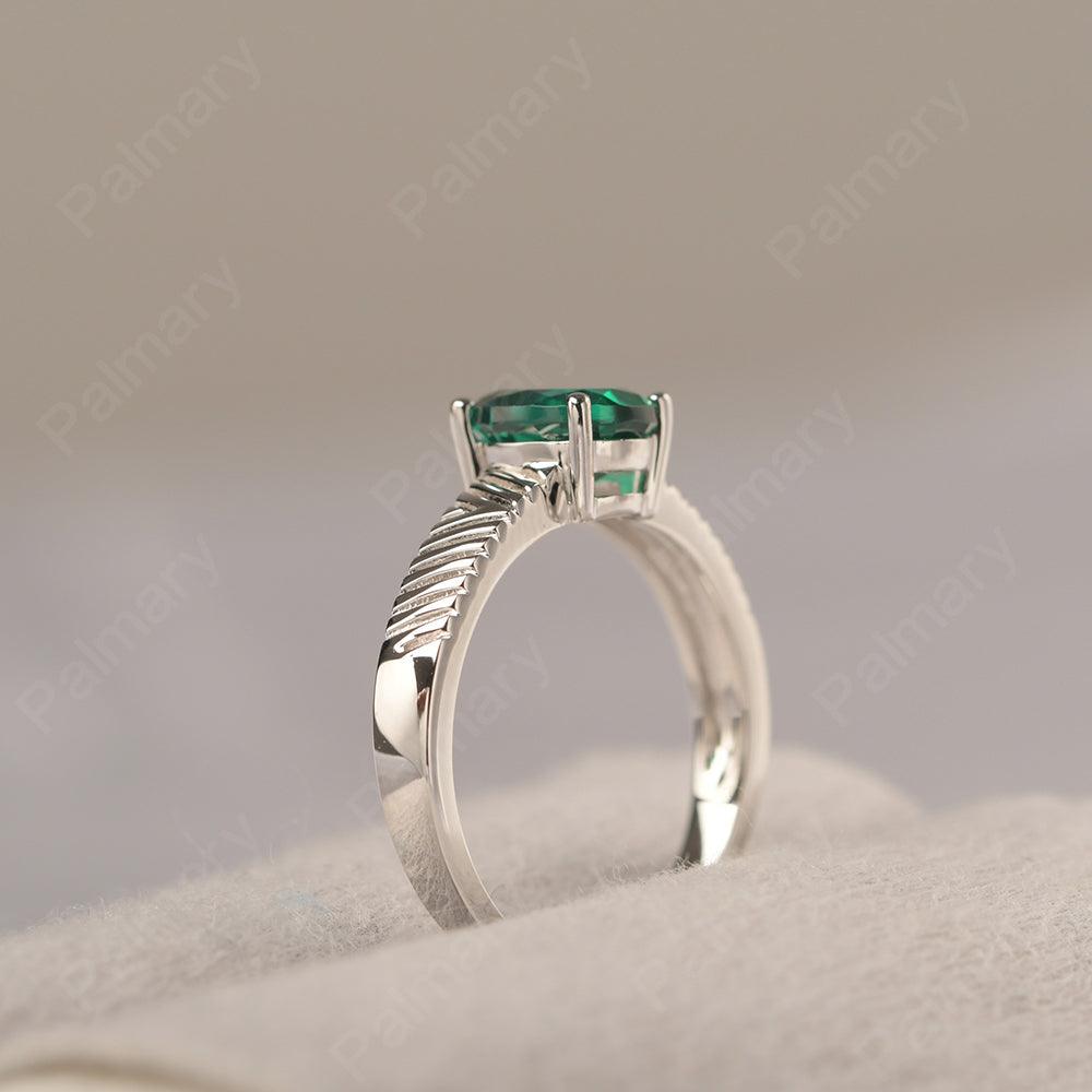 Oval Cut Wide Band Emerald Ring - Palmary