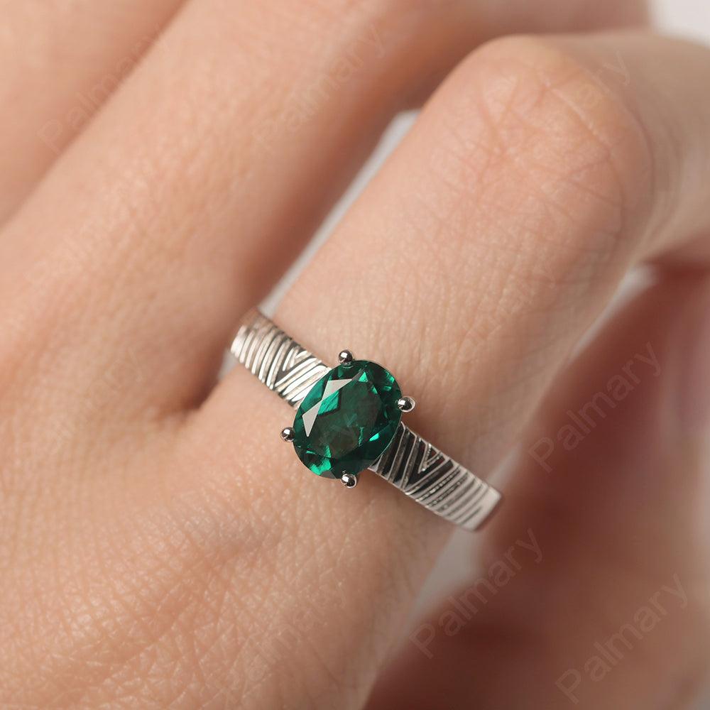 Oval Cut Wide Band Emerald Ring - Palmary