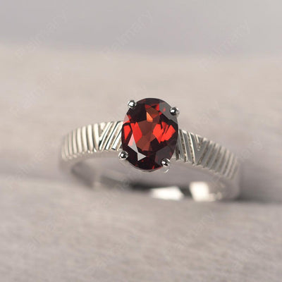 Oval Cut Wide Band Garnet Ring - Palmary