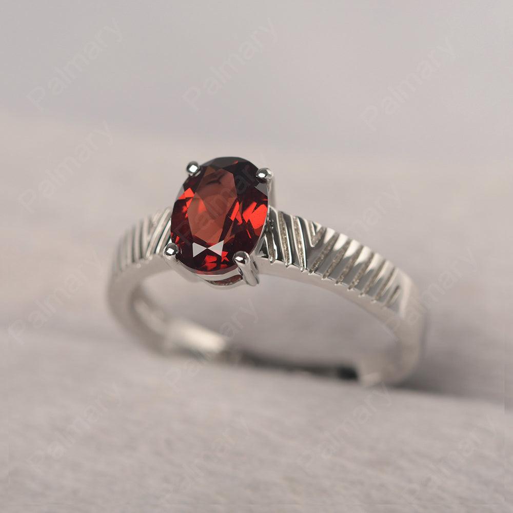 Oval Cut Wide Band Garnet Ring - Palmary