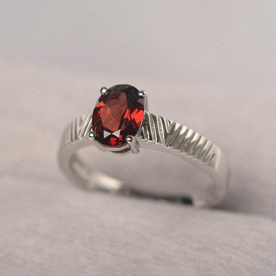 Oval Cut Wide Band Garnet Ring - Palmary