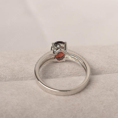 Oval Cut Wide Band Garnet Ring - Palmary