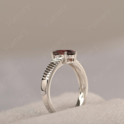 Oval Cut Wide Band Garnet Ring - Palmary