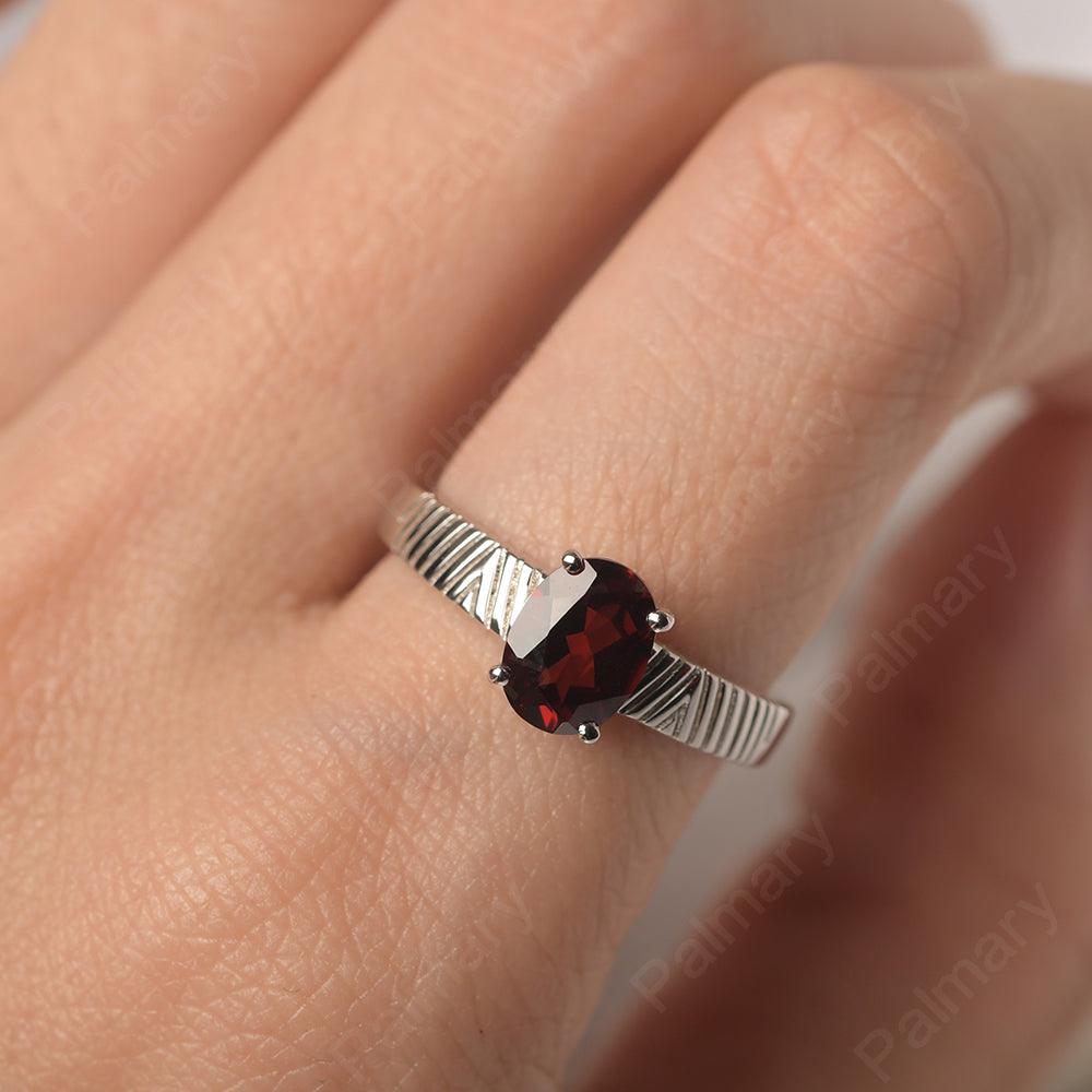 Oval Cut Wide Band Garnet Ring - Palmary