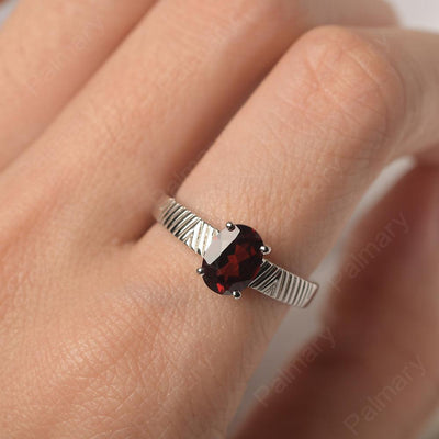 Oval Cut Wide Band Garnet Ring - Palmary