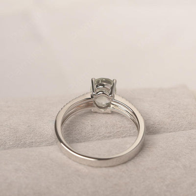 Oval Cut Wide Band Green Amethyst Ring - Palmary