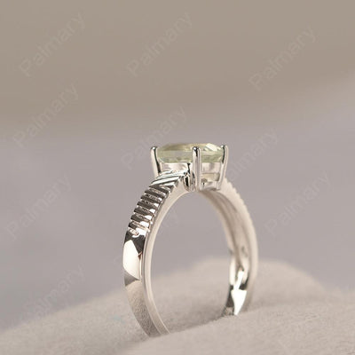 Oval Cut Wide Band Green Amethyst Ring - Palmary