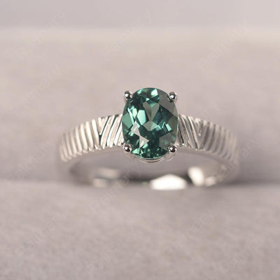 Oval Cut Wide Band Green Sapphire Ring - Palmary