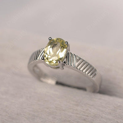 Oval Cut Wide Band Lemon Quartz Ring - Palmary